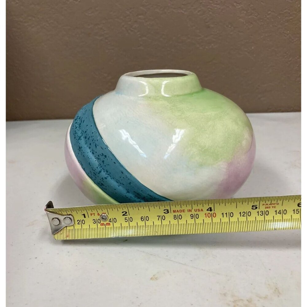 Vintage 1980’s Style Pottery 4” Vase Glossy & Matte Raku Look - Picture 9 of 10